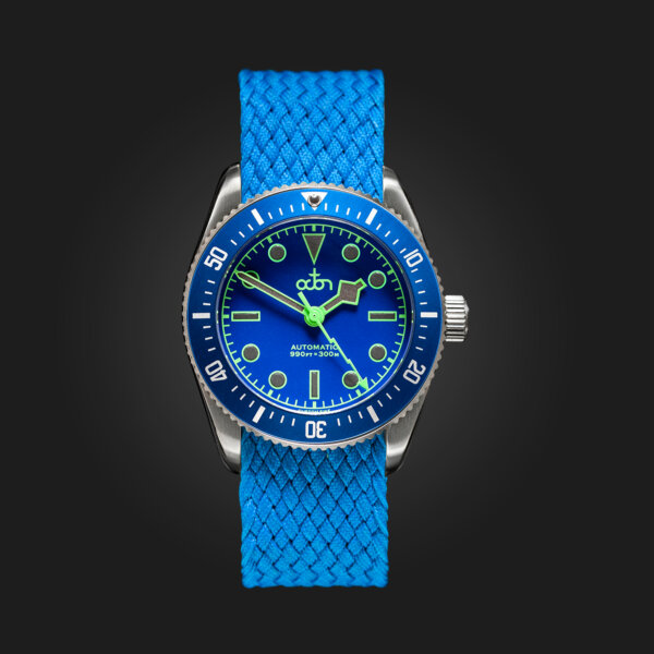 Neptune Blue Watch with Blue Braided Perlon NATO Strap.