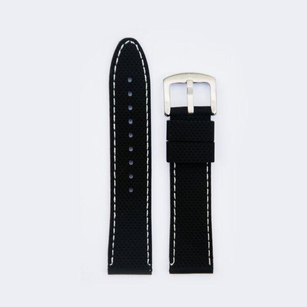 Black Textured Rubber with White Stitch