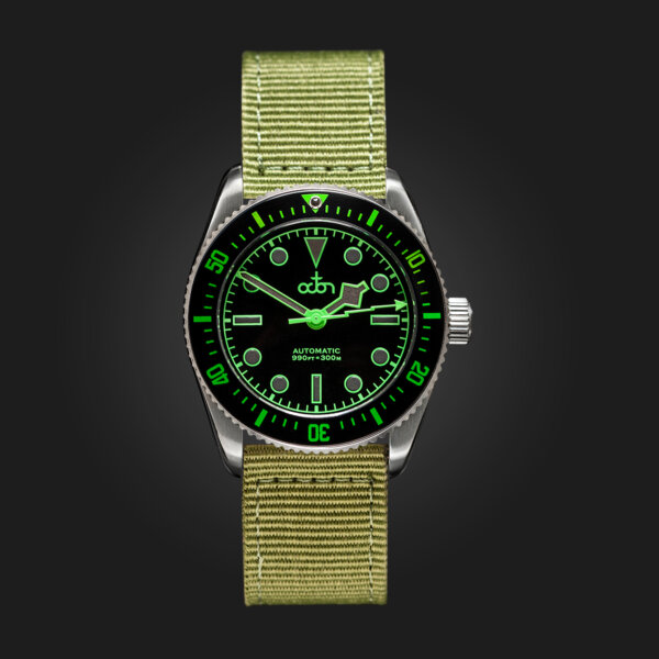 Black Watch with Olive Green 2 Piece Fabric Zulu Strap.