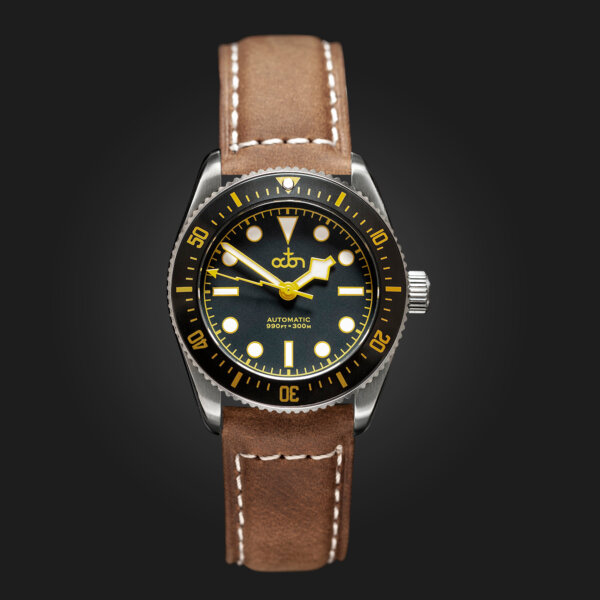 Meteor Grey Watch with Camel Brown Leather with White Stitch Strap.