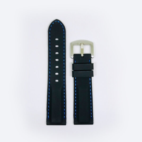 Black Rubber with Blue Stitch