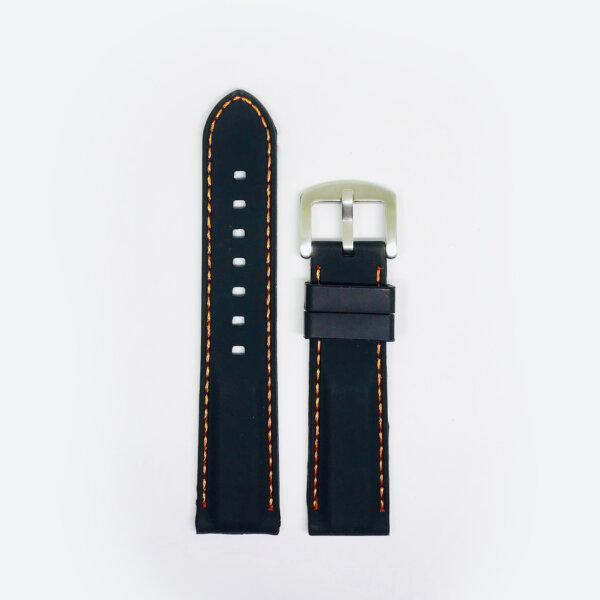 Black Rubber with Orange Stitch