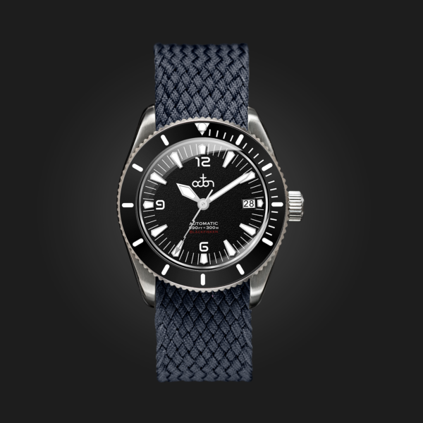Bläckfisken – Black – Limited Edition Watch (300 pieces) with Black Braided Perlon NATO Strap