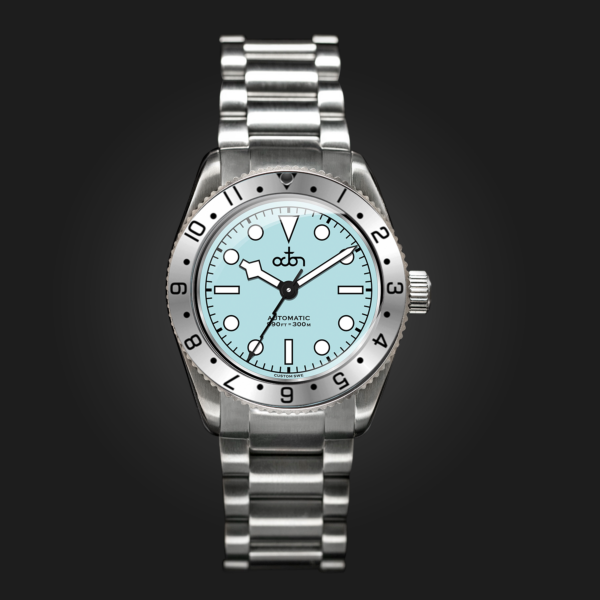Lunar Blue Watch with Stainless Steel Bracelet.